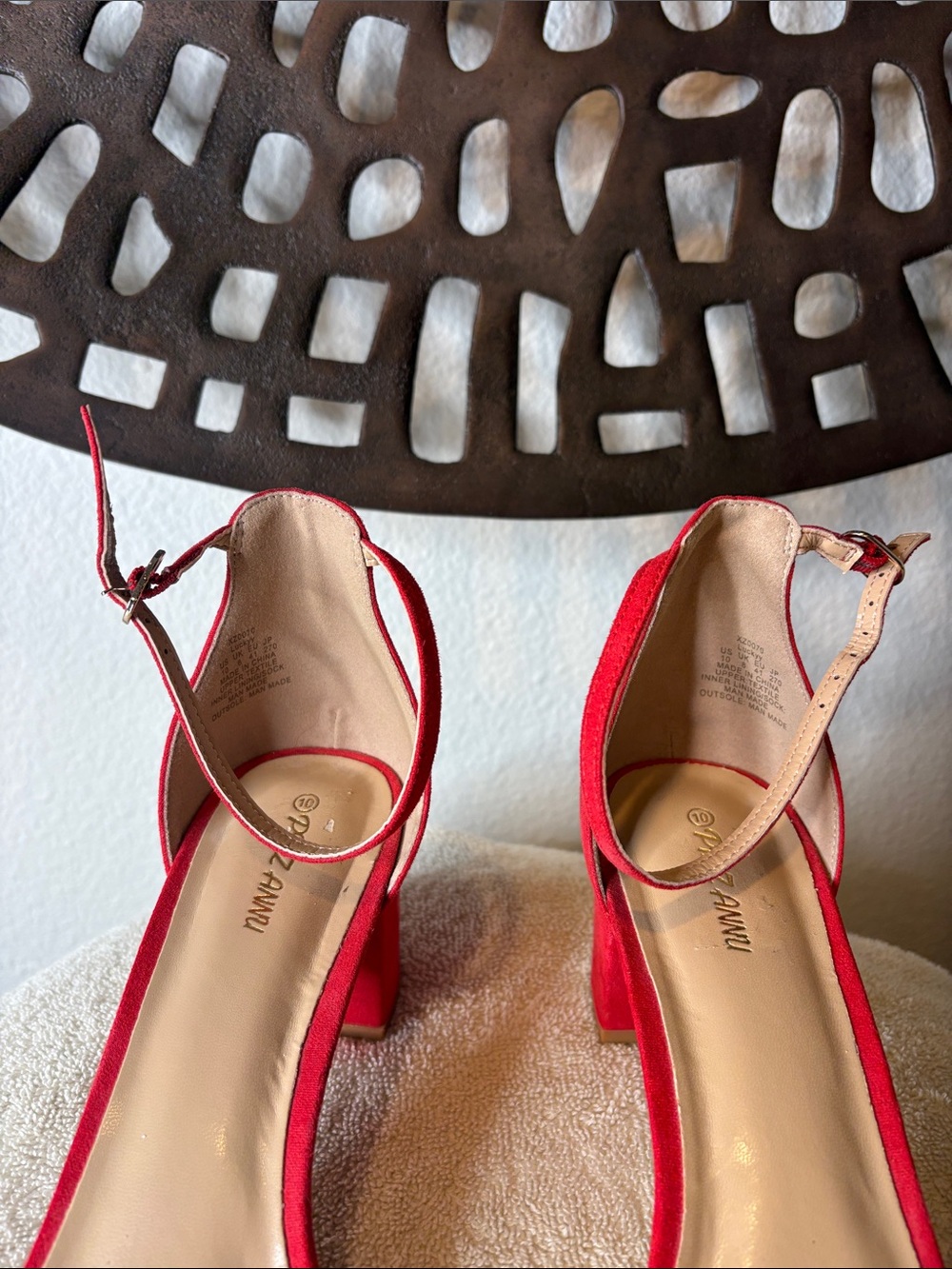 🧡Block Heel Sandals Women's 10 Orange Suede Ankle Strap Pizzanni 🧡 - Picture 4 of 14